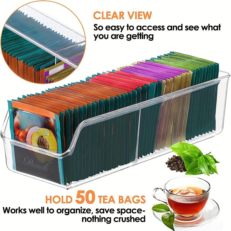 Coffee Tea And Sugar Set - 1pc Clear Tea Bag Organizer Box