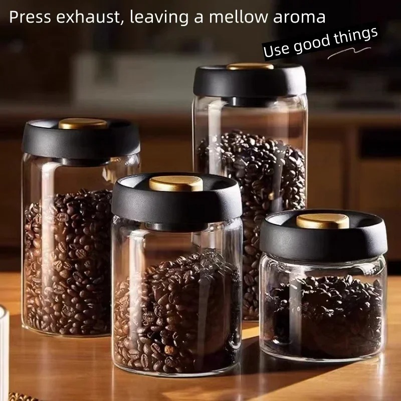 Coffee Tea Containers - Manual Vacuum Sealed Coffee Jar High