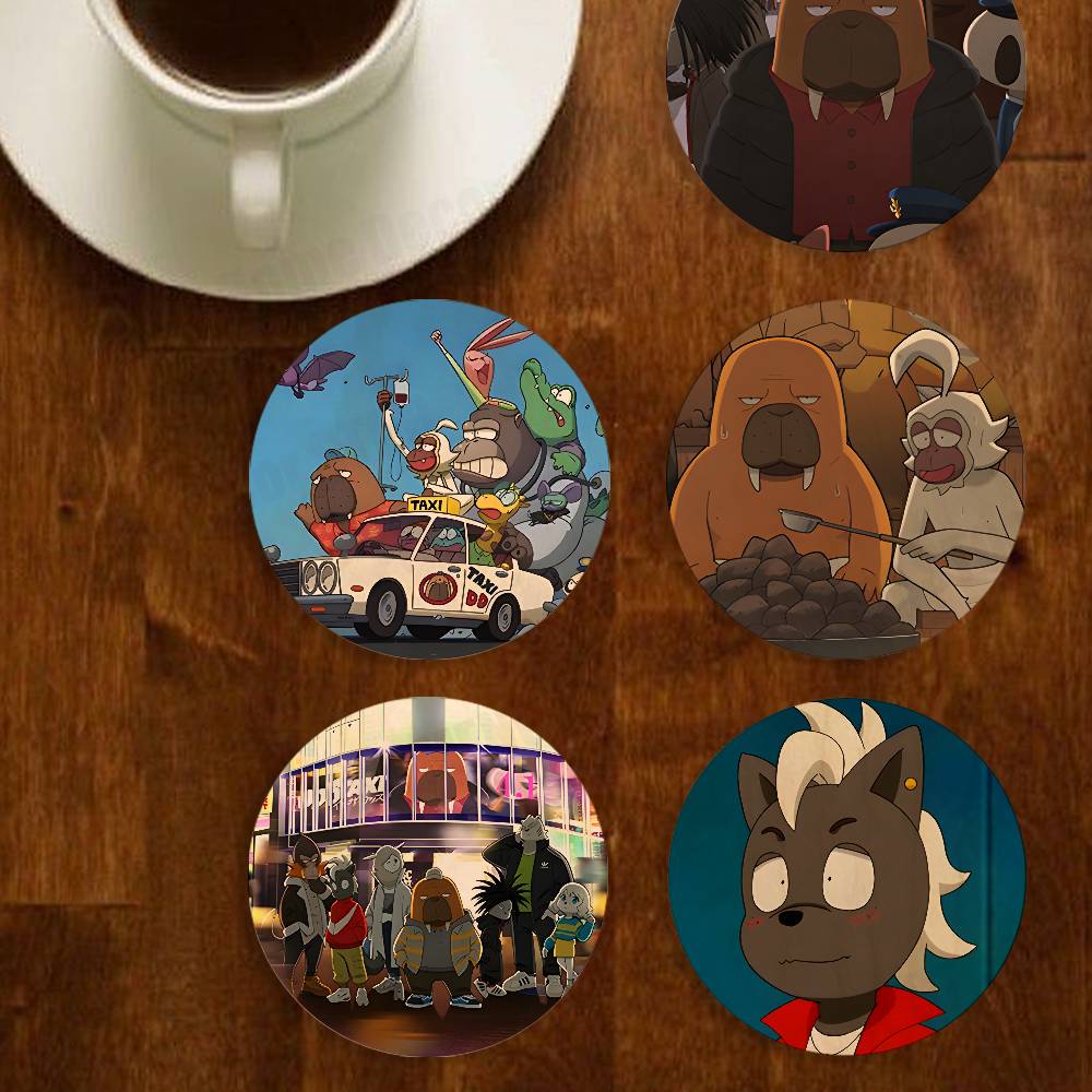 T And Tea Coffee - Fantasy O-Odd T-Taxi Cartoon Wood Coaster
