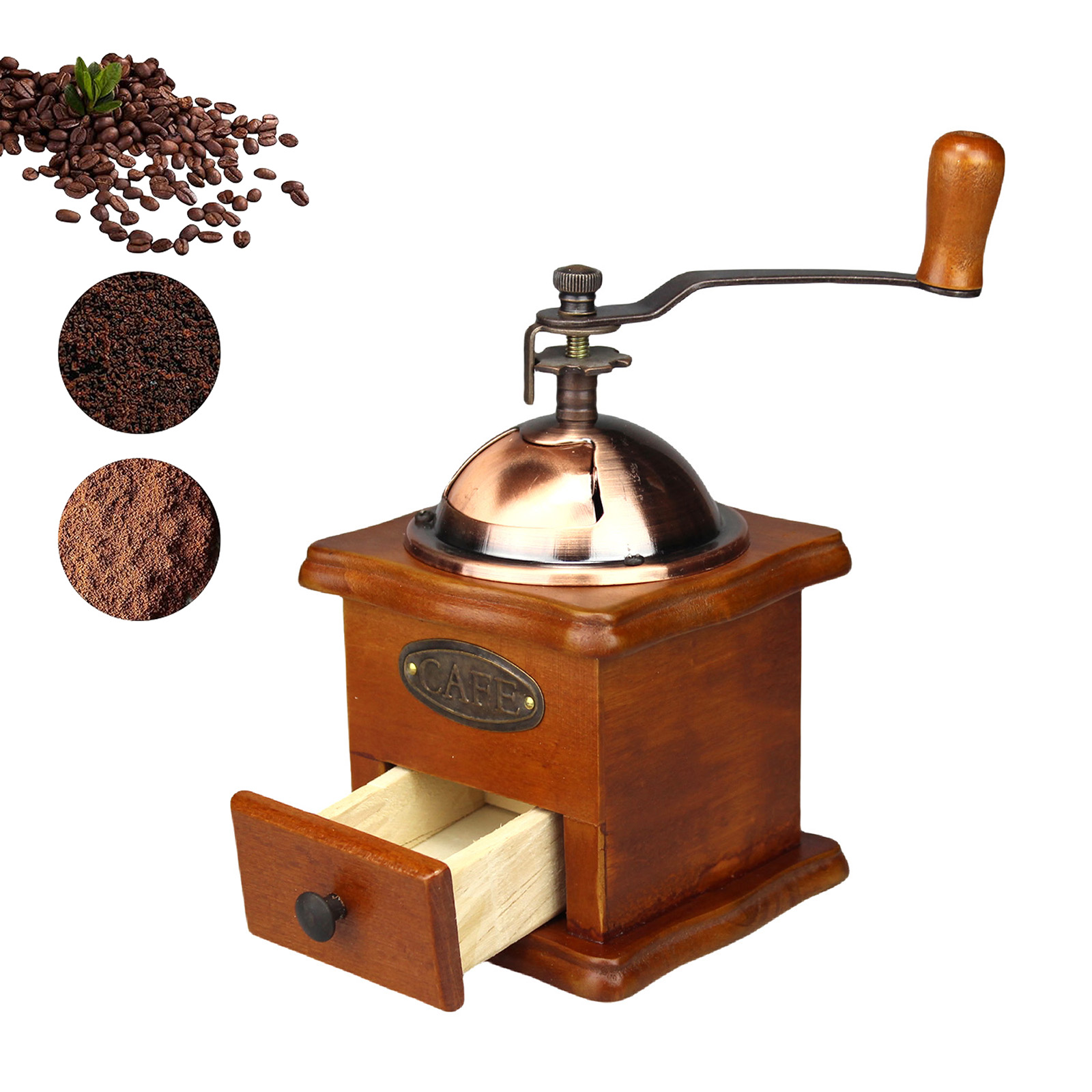 Burr Hand Grinder - Antique Manual Coffee Grinder Hand Crank
