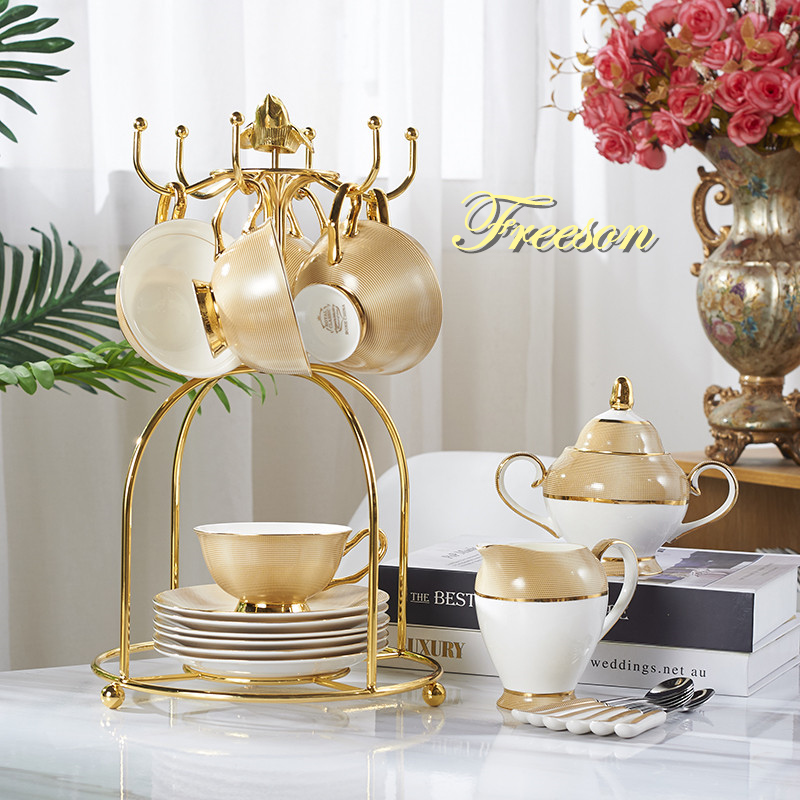 Coffee Tea And Sugar Set - Luxury Gold Bone China Coffee Set