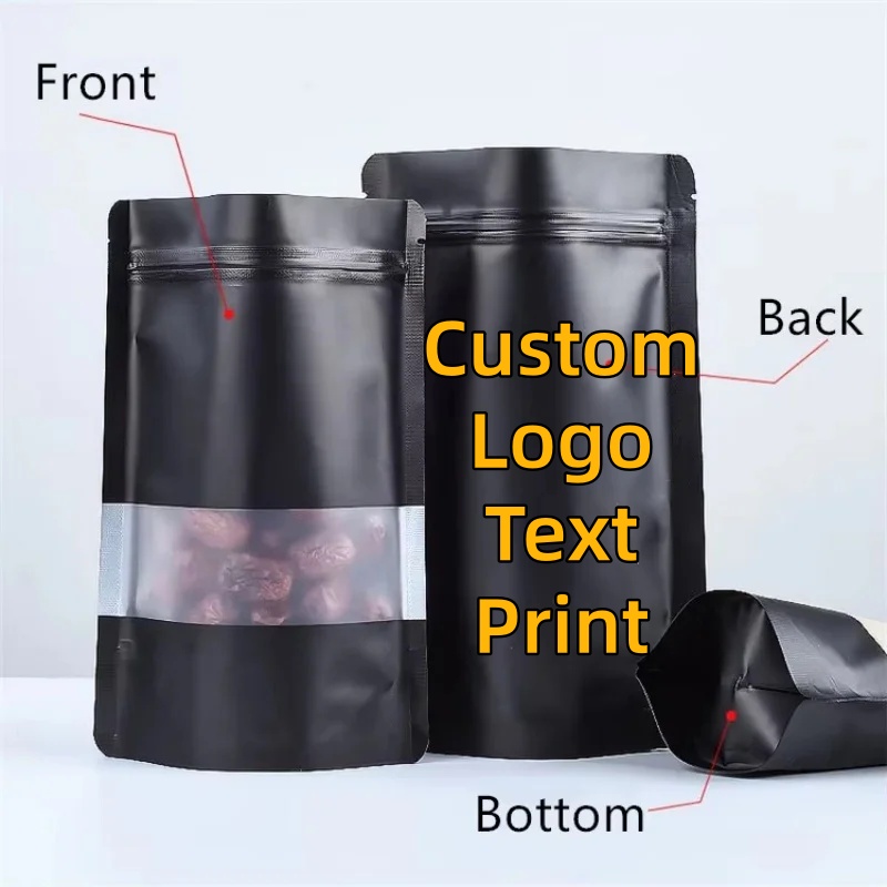 Coffee Tea Day - 100PCS Stand-up Matte Black Aluminum Foil