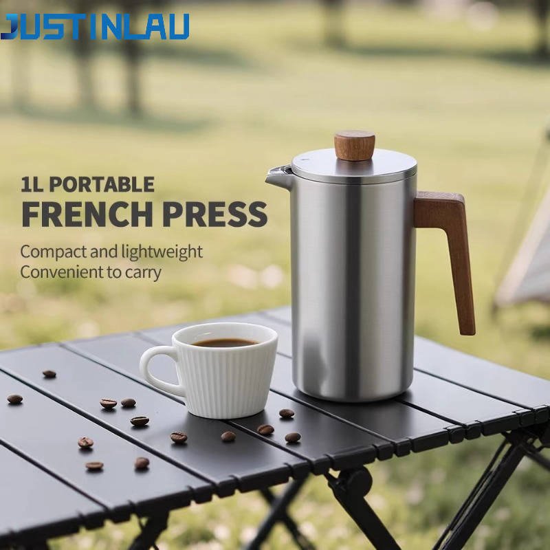 Coffee Tea Press - JUSTINLAU 1000ml Stainless Steel French Press