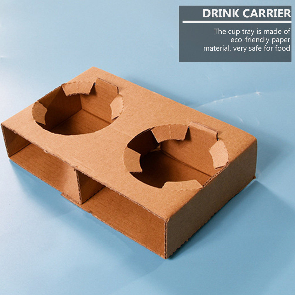Coffee Tea Cups - 10Pcs Eco-Friendly Biodegradable Paper Drink Carrier