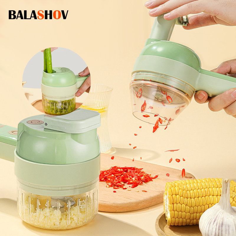 Burr Hand Grinder - 4In1 Electric Vegetable Cutter Set Handheld