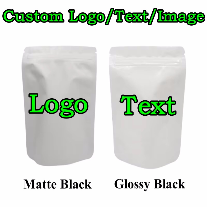 Coffee Tea Day - 100PCS Stand-up Matte/Glossy White Aluminum Foil