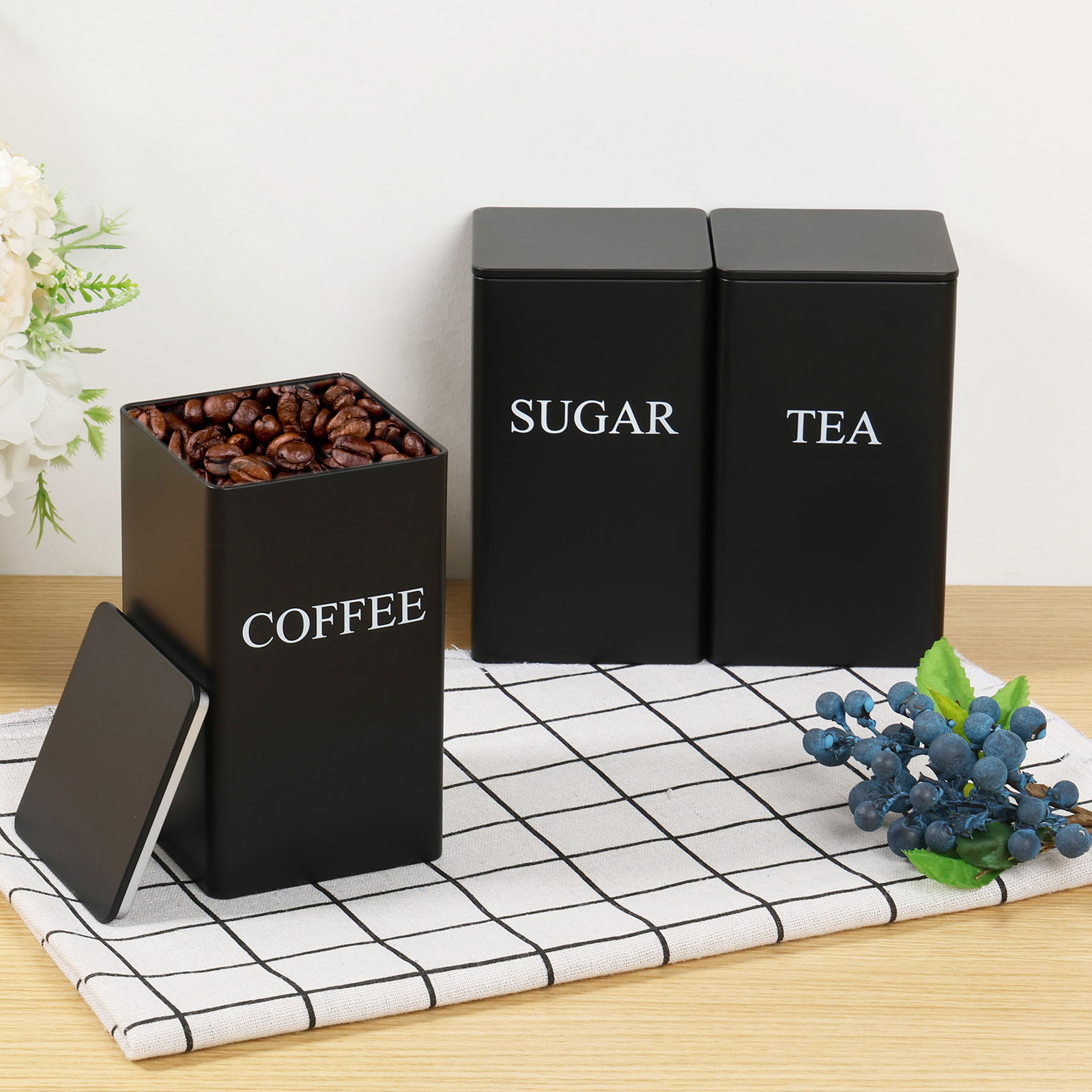 3Pcs Coffee Bean Storage Canis - огляд і ціна Coffee Tea Sugar Canisters