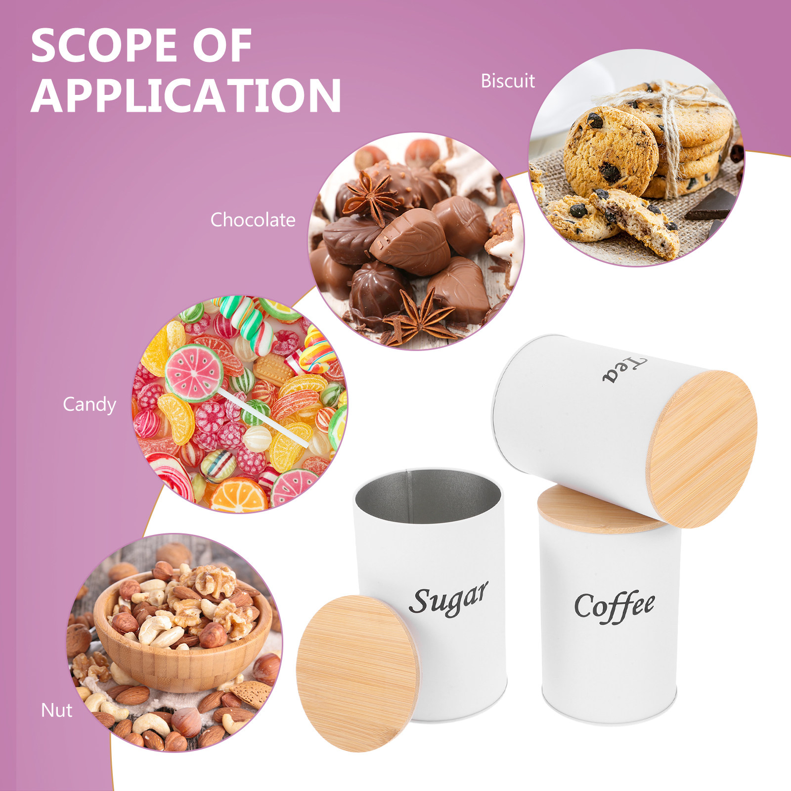 3Pcs Airtight Round Canisters  - огляд і ціна Coffee Tea Sugar Canisters