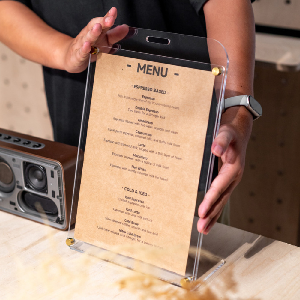 1PCS A4 Display Stand Transpar - огляд і ціна Coffee Tea Menu