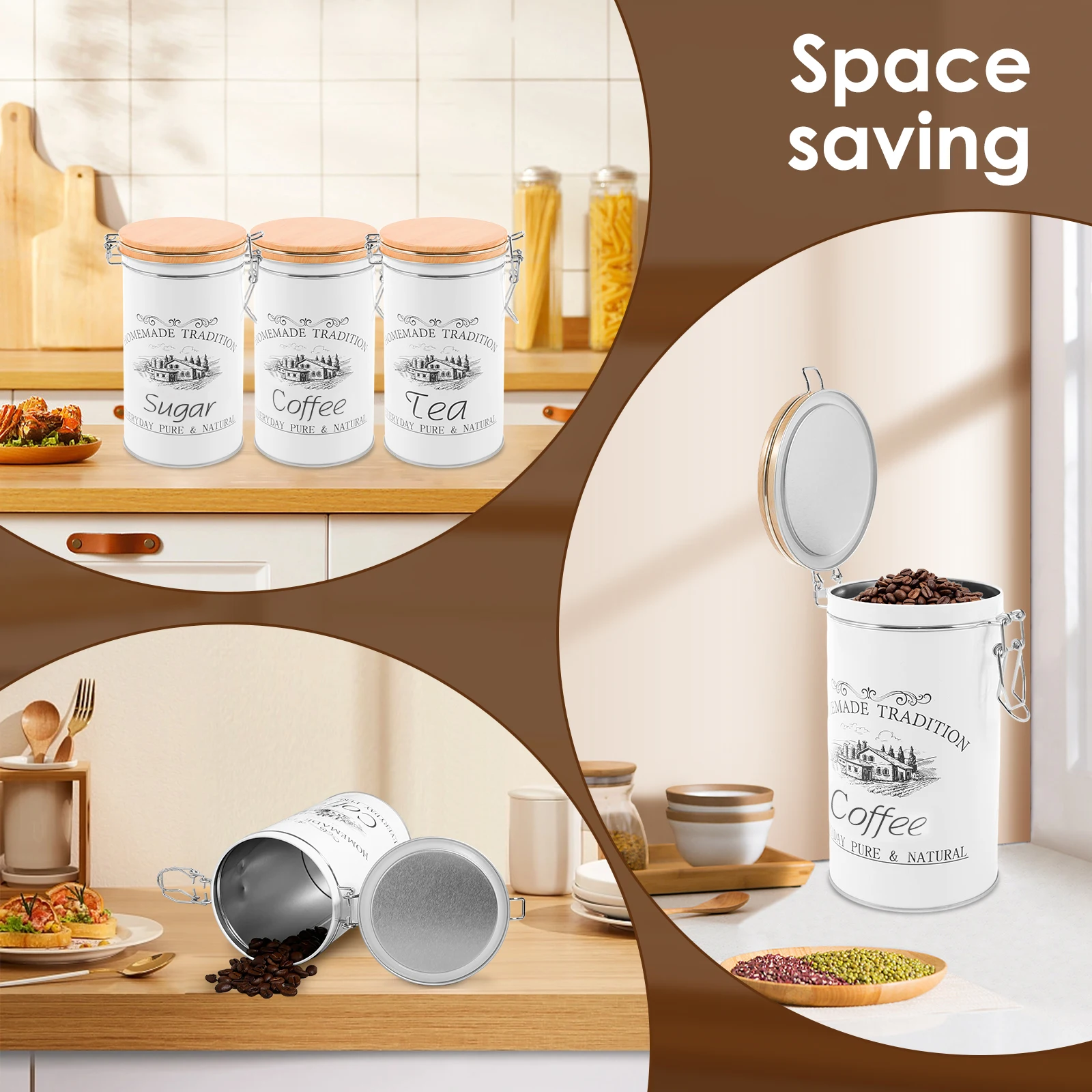 3Pcs/Set Tea Coffee Sugar Cani - огляд і ціна Coffee Tea Sugar Canisters