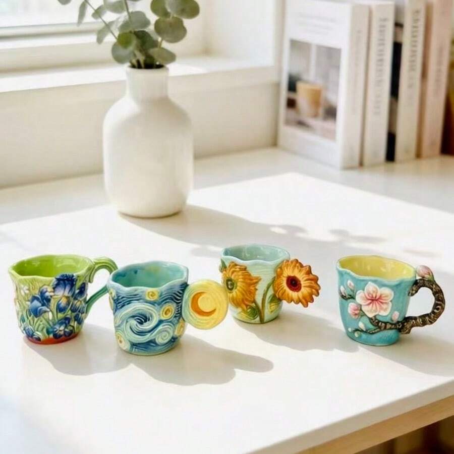 4pcs Van Gogh series embossed  - огляд і ціна Coffee Tea Van