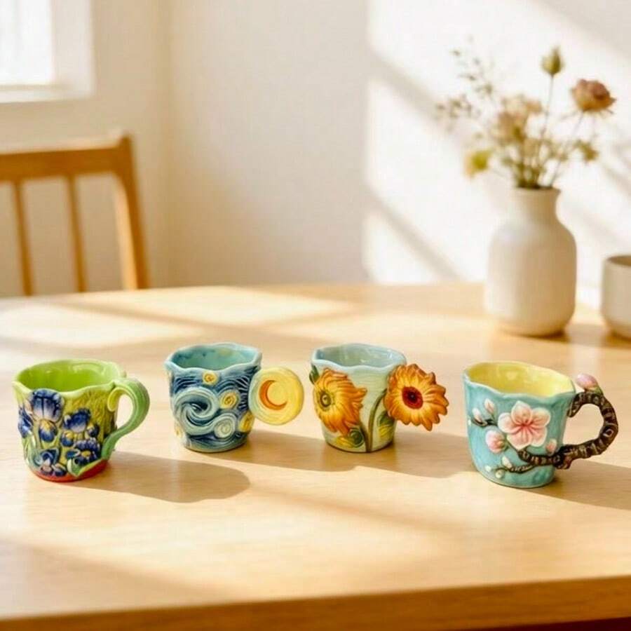 4pcs Van Gogh series embossed  - огляд і ціна Coffee Tea Van