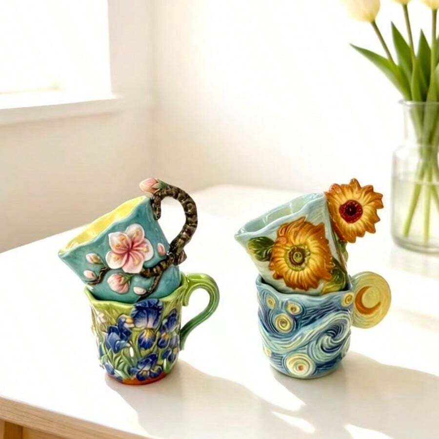 4pcs Van Gogh series embossed  - огляд і ціна Coffee Tea Van