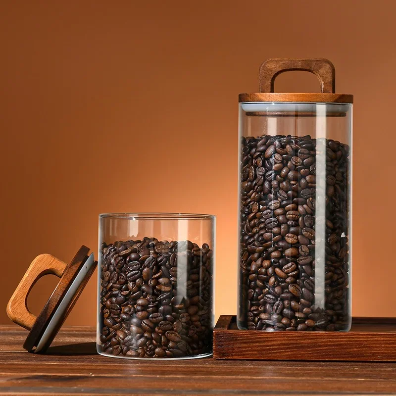 Clear Glass Jar with Bamboo Li - огляд і ціна Coffee Tea Sugar Canisters