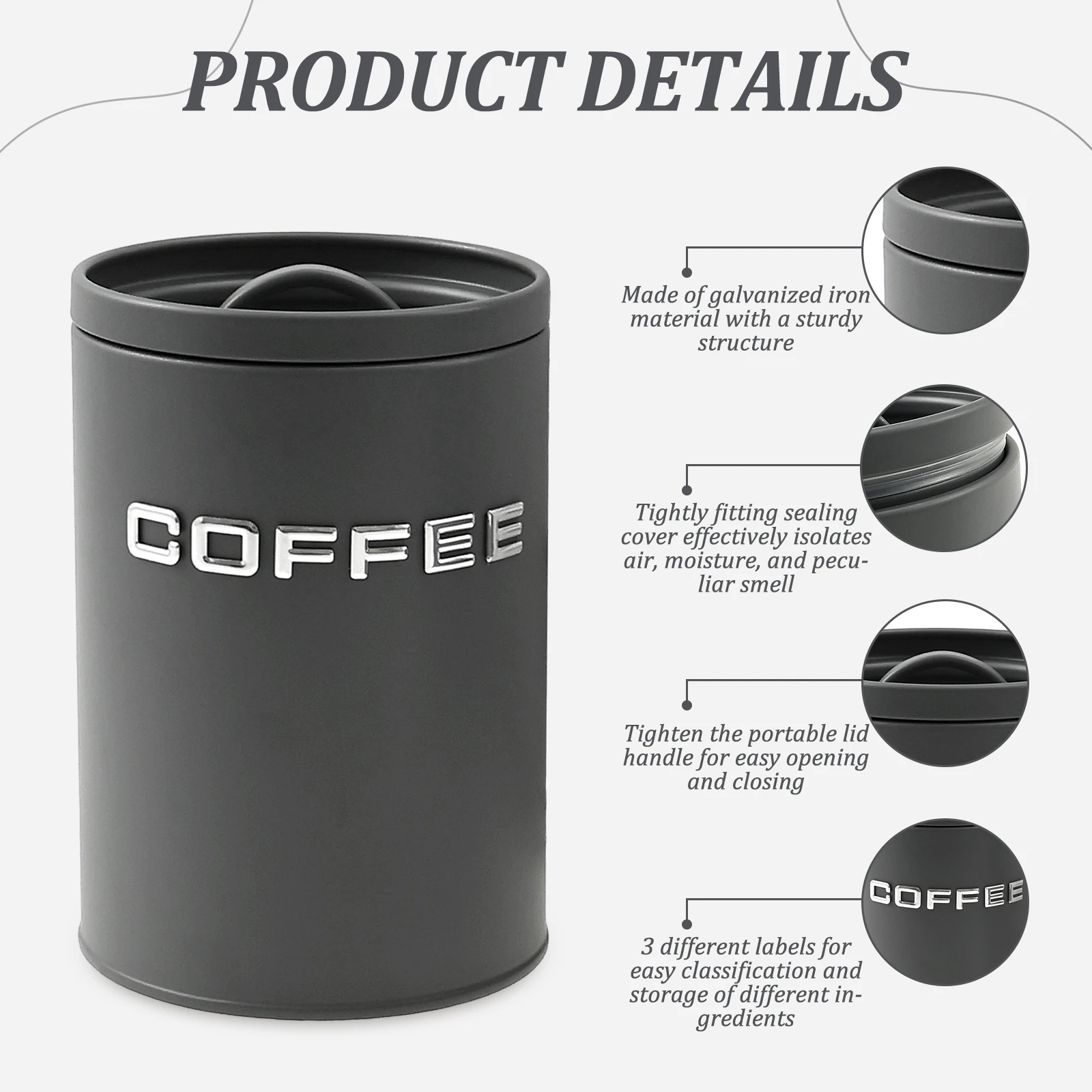 3 Pcs Tea Coffee Sugar Caniste - огляд і ціна Coffee Tea Sugar Canisters