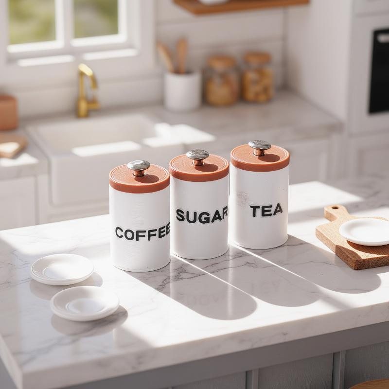 3Pcs 1/12 Dollhouse Tea Coffee - огляд і ціна Coffee Tea Sugar Canisters
