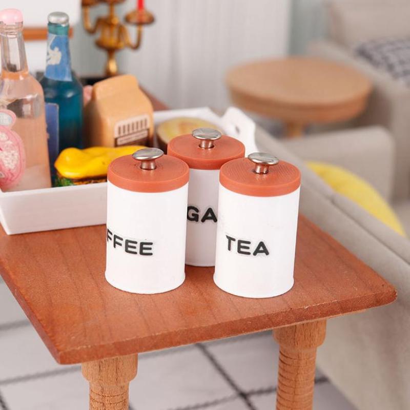 3Pcs 1/12 Dollhouse Tea Coffee - огляд і ціна Coffee Tea Sugar Canisters
